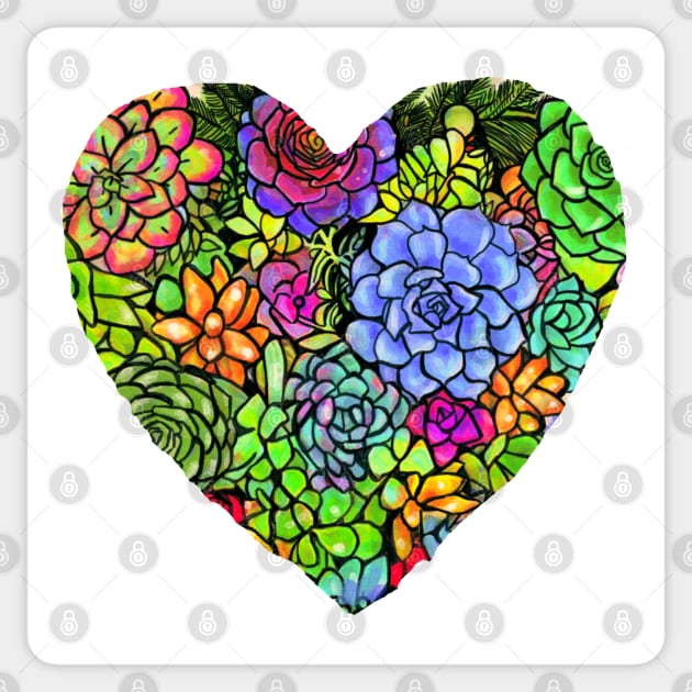 Christmas Succulent Pattern Heart Sticker by artbysavi